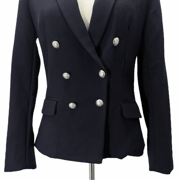 Mango MNG Double Breasted Tailored Velvet Collar Blazer Jacket Black Size Small - Picture 4 of 14
